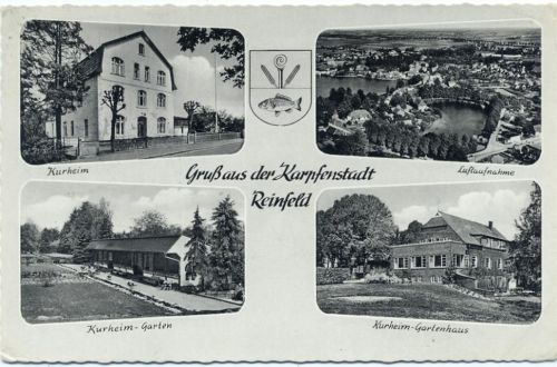 1964 Gruß aus Reinfeld, Kurheim 3 Ansichten, gezackter Rand,Thea Knoop AKU1