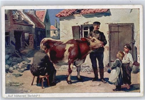 Wilhelm Rogge , Kühe melken im Feld