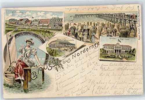 Norderney Victoriastraße, Strand, Großes Logirhaus, Dünenhalle