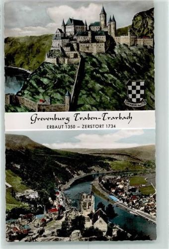 Traben-Trarbach Grevenburg Rückseite mit Abschürfungen bzw Kleberesten