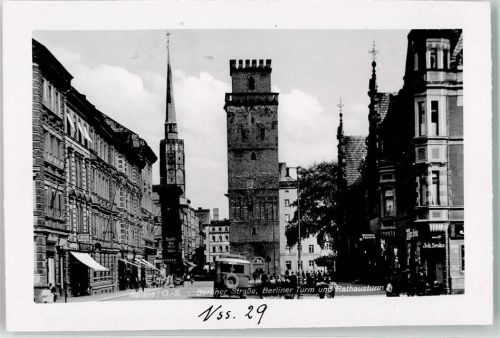 Neisse Berliner Straße mit Berliner Turm Rathausturm