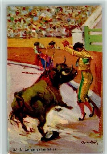 Nr. 13 - Un par en las tablas , signiert Stierkampf