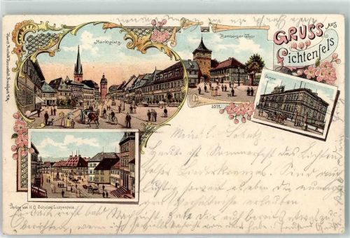 Lichtenfels 1899 Marktplatz Bamberger Tor Schule