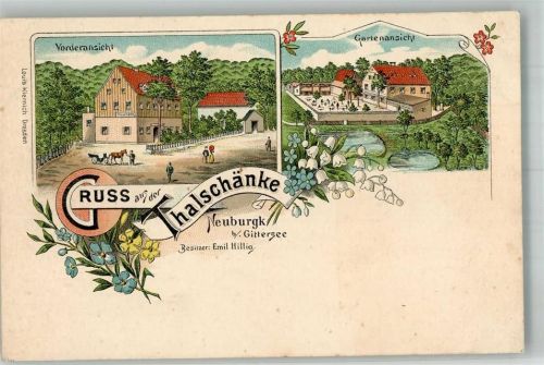 Freital 1899 Neuburgk Gasthaus Thalschänke Garten Maiglöckchen