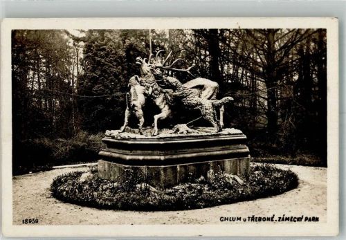 Chlum Denkmal Hirsch Hunde Schlosspark