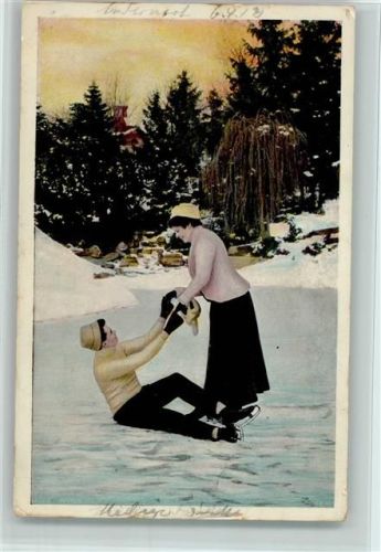 1913 Liebespaar auf dem Eis AK
