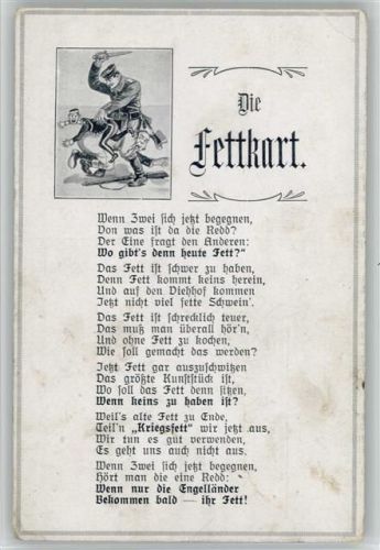 Wo gibt es fett ? Kriegsfett - Wenn nur die Engelländer bekommen bald ihr Fett - Patriotik Propaganda WKI