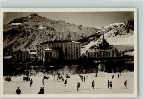 1926 Eisrink Hotel Bernina Samaden Foto AK