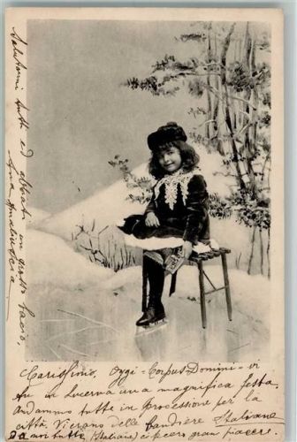 1903 Mädchen schnallt die Schlittschuhe an AK