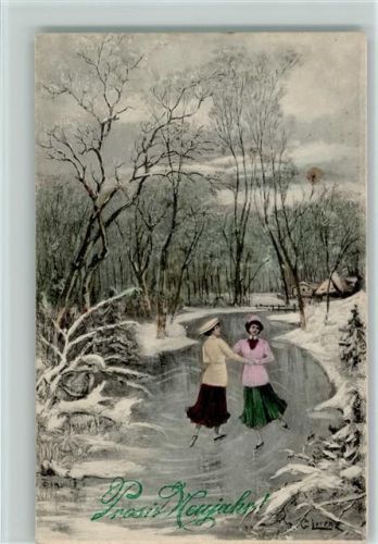 1913 Serie Nr. 33-17 sign G. Lorenz - Schlittschuh laufen - Neujahr