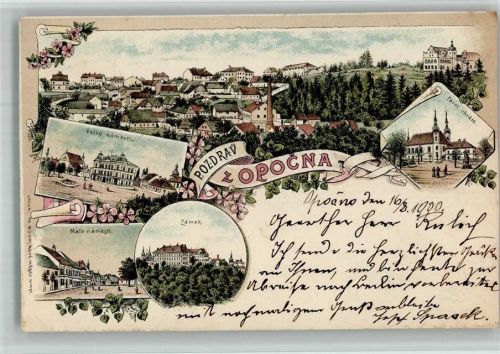 Hradec Kralove 1900 Lithographie Großer Platz Schloss Opocno