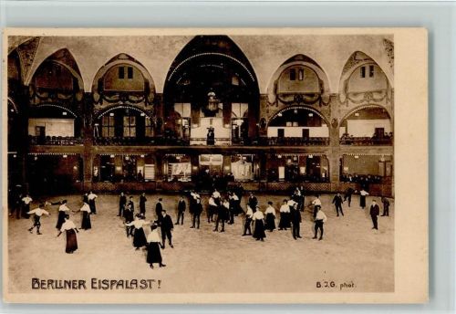 Charlottenburg 1911 Berliner Eispalast Innenaufnahme Schlittschuhläufer