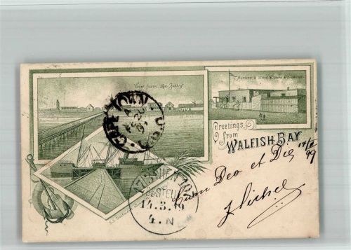 Walvis Bay Walfischbucht 1899 BOAKC Walfisch Bay Hafen S.S. Leutwein Lithographie