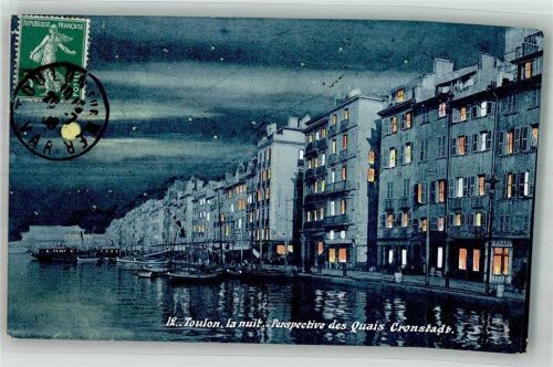 Toulon Hafen Quai Cronstadt bei Nacht Marke bildseitig