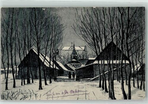 1916 Winter Liubashevo Tuschezeichnung sign. W. Partke
