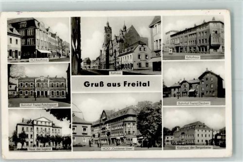 01705 O8210 Freital - HO Kaufhaus Rathaus Kulturhaus Bahnhof Haus der Jugend HOG Goldener Löwe Klubhaus der Bergarbeiter