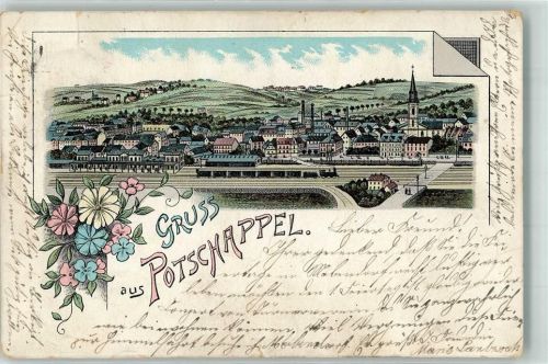 01705 O8210 Potschappel 1899 Gebrauchsspuren Bahnhof Sammlung Wollmann Lithographie