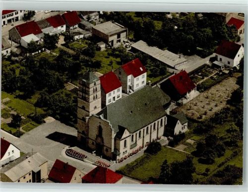 66606 W6690 Bubach , Ostertal - Luftaufnahme Kath. Pfarrkirche St. Laurentius