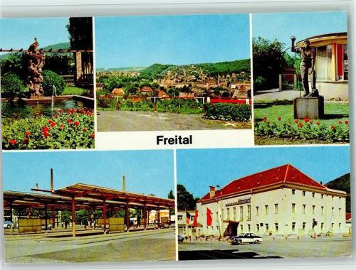 01705 O8210 Freital - Busbahnhof Stahlwerkerdenkmal Storchenbrunnen