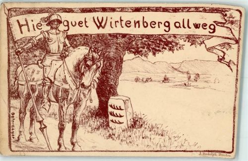 sign. Ostermayer Hieguet Wirtenbergallweg Württemberger Hymne Vaterlandslied Patriotik 1913 Gebrauchsspuren