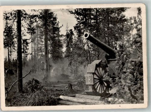 Kampf der SS Gebirgsdivision Nord - Finnische Artillerie Foto Kriegsberichter SS