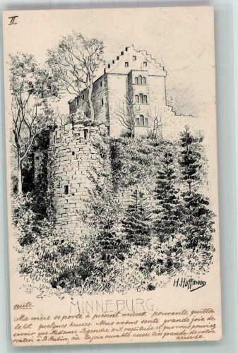 W6951 Neunkirchen b Mosbach, Baden Schloß Burg Ruine Minneburg Hoffmann, H. 1904 Künstlerkarte