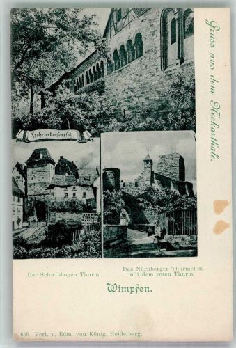 W7107 Wimpfen im Tal Burg Verlag Edm. von König Nr. 656 Hohenstaufenpfalz Hoffmann, H. Künstlerkarte