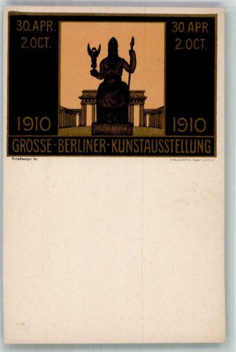 W1000 Berlin Mitte sign. Fr. Kallmorgen Kunstausstellung 1910 Lithographie / Künstlerkarte