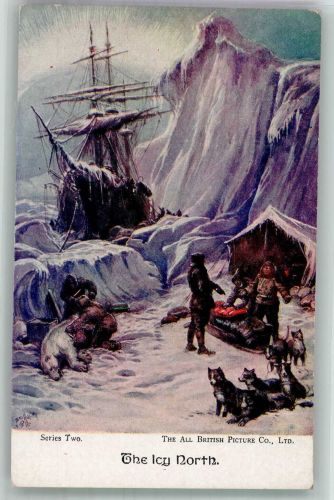 Serie Two - The Icy North Schiff im Eis, Eisbär , Expedition Expedition Nordpol Künstlerkarte