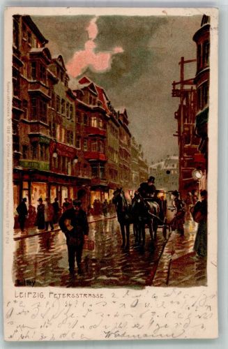 O7000 Leipzig Peterstraße Zieher, Ottmar 1089 Hey, Paul 1903 Künstlerkarte