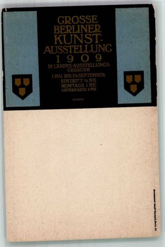 W1000 Berlin Mitte Im Landes Ausstellungs-Gebäude Kunstausstellung 1909 Lithographie / Künstlerkarte