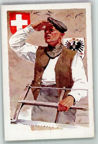W8000 München Deutsche Internierten Ausstellung Tonhalle 1918 Rotes Kreuz Hohlwein, L. Künstlerkarte