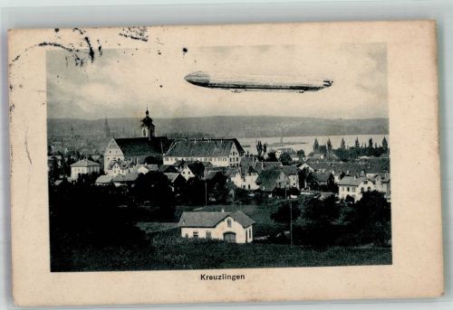 Kreuzlingen Luftschiff über der Stadt Zeppelin 1911