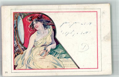 Nr. 10 Frau blickt in den Spiegel Jugendstil 1901