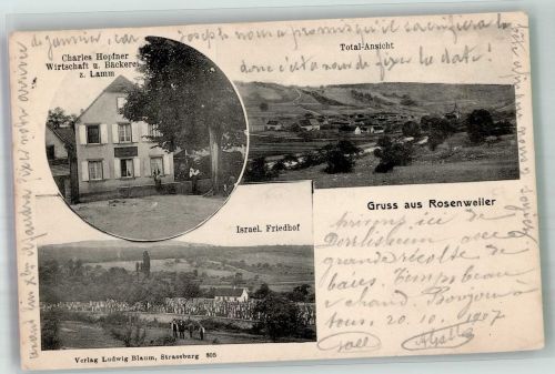 Rosenwiller Rosenweiler Israelischer Friedhof + Bäckerei z. Lamm von Charles Hopfner Jüdischer Friedhof 1907