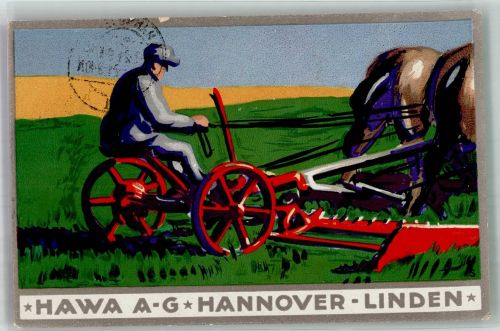 W3000 Hannover Werbung HAWA AG in Linden Landwirtschaft Maschine 1921 Lithographie / Künstlerkarte