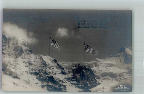 Verlag Liersch 2348 Amerika Fahnen Expedition Nordpol Foto AK