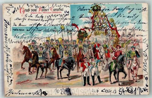 Wagen des Prinzen Karneval 1904 Lithographie
