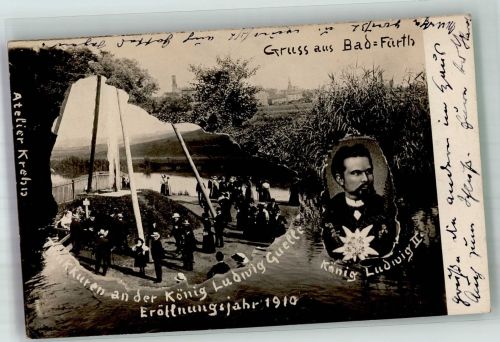 W8510 Fürth , Bay Trinkkuren an der König Ludwig Quelle 1910 Eröffnung Kur