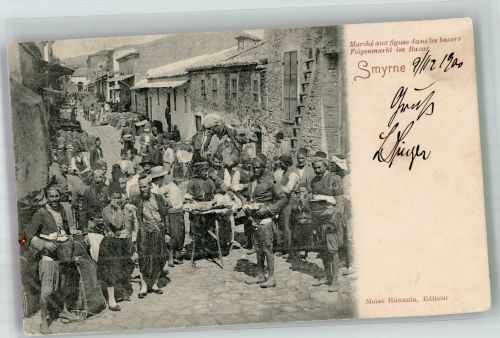 Izmir Smyrna Feigenmarkt im Bazar Marktszene Smyrna Motiv Türkei 1900