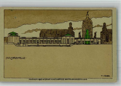 W6800 Mannheim Max Läuger Kunst und Gartenbauausstellung Industriehalle Kunstgeschichte Karlsruhe 1907 BOAKC