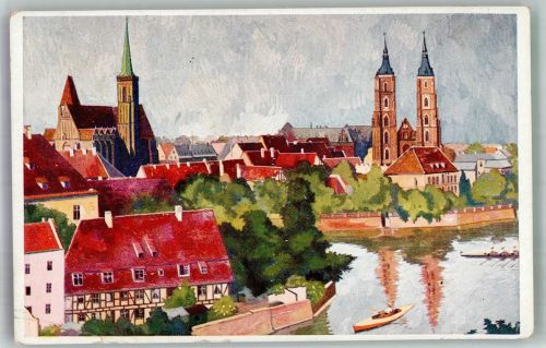 Breslau Wroclaw 1929 Gebrauchsspuren Dominsel Kirche
