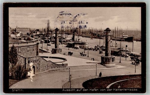 Stettin Szczecin 1914 Gebrauchsspuren Hakenterrasse Hafen Oberflächenschäden