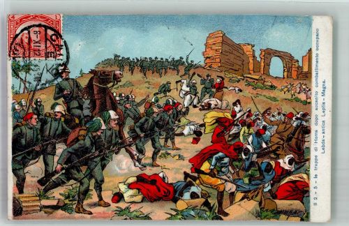 Kairo Cairo 1912 Gebrauchsspuren Schlacht Horms’ Truppen nach Acacintus Uniform Tracht Marke bildseitig