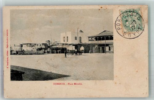 Dschibuti 1907 Gebrauchsspuren Place Menelik Marke bildseitig
