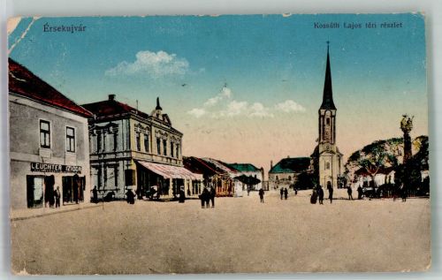 Nové Zámky Neuhäusl 1917 Gebrauchsspuren Geschäft Kirche Kossuth Lajos Platz Ersekujvar Nové Zámky