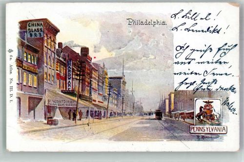 Philadelphia Gebrauchsspuren Geschaäft Straßenbahn Adelskorrespondenz Lithographie/Künstlerkarte