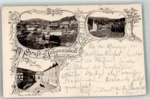 Janske Lazne Johannisbad 1897 Gebrauchsspuren Kurplatz Kath. Kirche Adelskorrespondenz