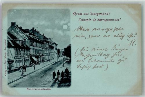 57200 Sarreguemines 1898 Gebrauchsspuren Gasthaus Neubrückenstrasse Adelskorrespondenz