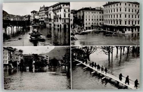 Lugano Hochwasser 1951 Hochwasser Foto AK